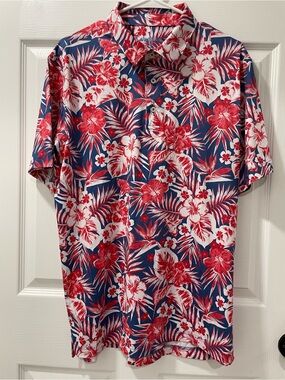 chubbies Red & Navy Tropical Floral Polo